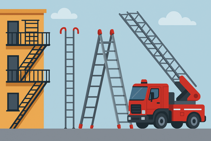 Пожарные лестницы: виды, типы и нормативы длины