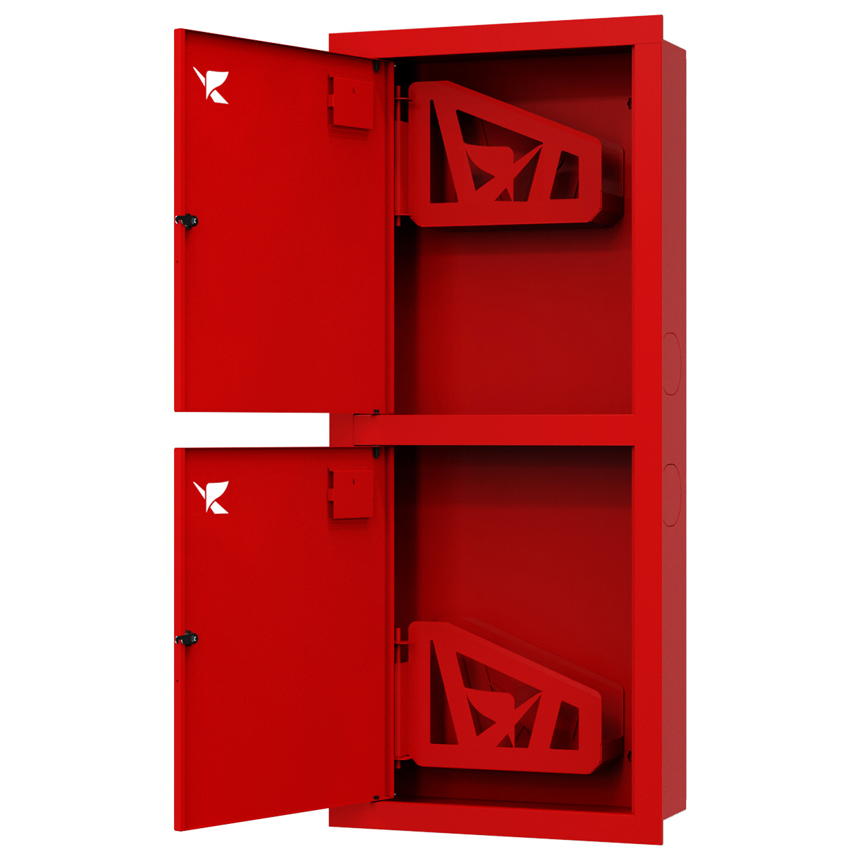 ШП-К-Пульс-320-21 ВЗК левый шкаф пожарный с почтовыми замками (встроенный, закрытый, красный)