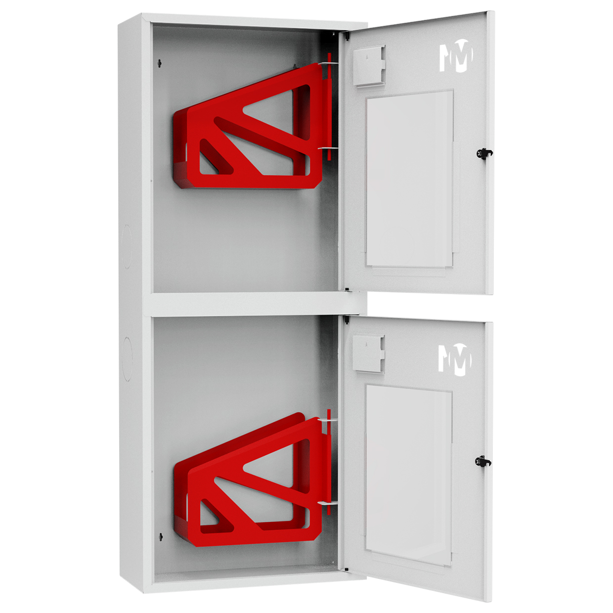 ШП-К-003-21 "Т" НОБ М01 правый шкаф пожарный с почтовыми замками (навесной, открытый, белый)
