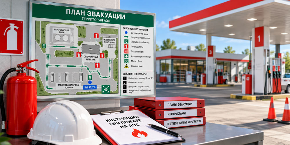 План эвакуации на АЗС: требования, разработка и оснащение в 2026 году