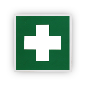 Знак EC01 Аптечка первой медицинской помощи на самоклеящейся не светящейся плёнке, 100х100 НПО ПУЛЬС