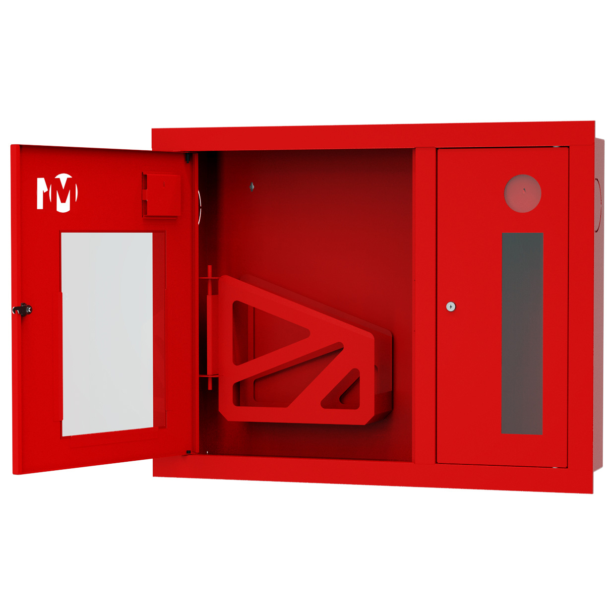ШП-К-О-002 "Т" ВОК М01 левый шкаф пожарный с почтовым замком (встроенный, открытый, красный)