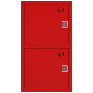 ШП-К-О-003-12 "Т" ВЗК М01 ЕВРО левый шкаф пожарный с евроручками (встроенный, закрытый, красный)