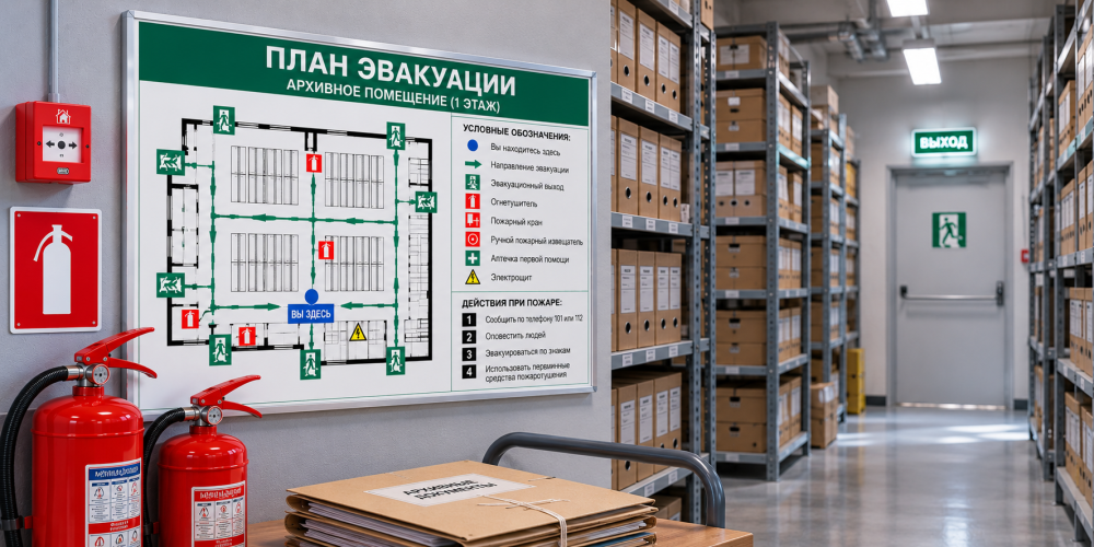 План эвакуации для архива: как разработать и оформить по действующим требованиям