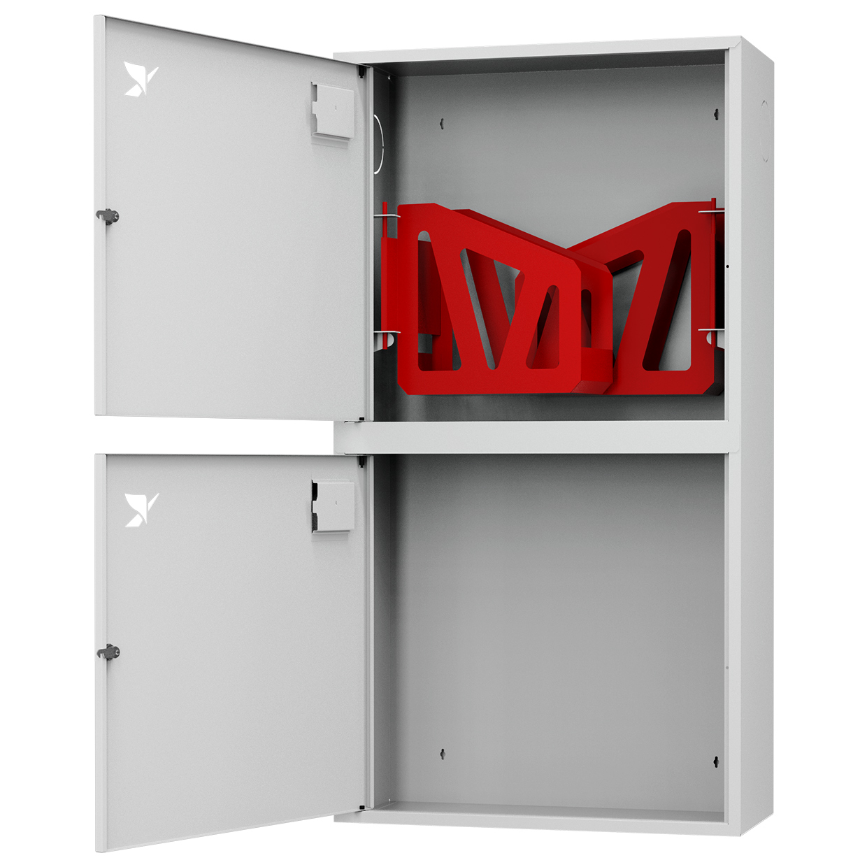 ШП-К-320-12 НЗБ левый шкаф пожарный с замком (навесной, закрытый, белый)