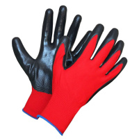 Перчатки нейлоновые с нитрилом красные (с неполным обливом) 