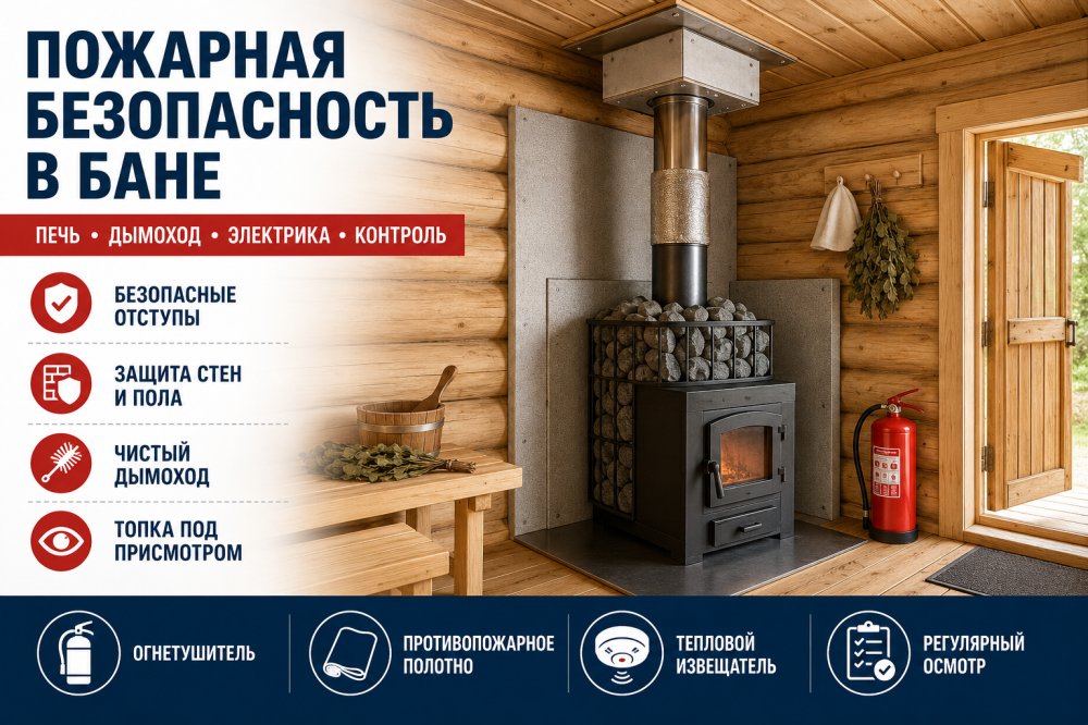 Пожарная безопасность в бане: правила, оборудование и защита от возгораний