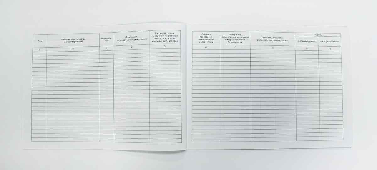 Журнал регистрации противопожарного инструктажа на рабочем месте НПО Пульс