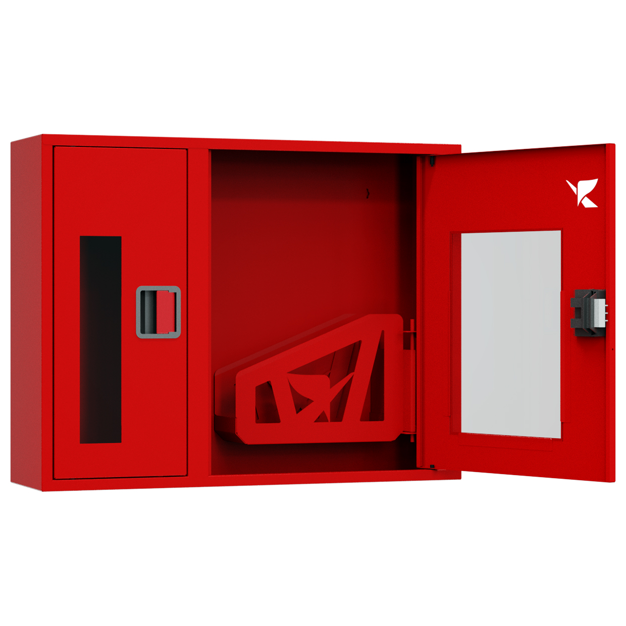 ШП-К-О-Пульс-315 НОК ЕВРО правый шкаф пожарный с евроручкой (навесной, открытый, красный)