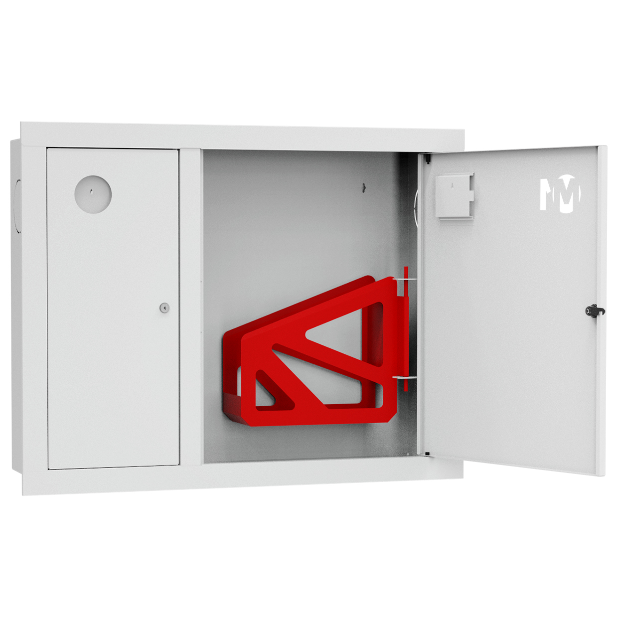 ШП-К-О-002 "Т" ВЗБ М01 правый шкаф пожарный с почтовым замком (встроенный, закрытый, белый)