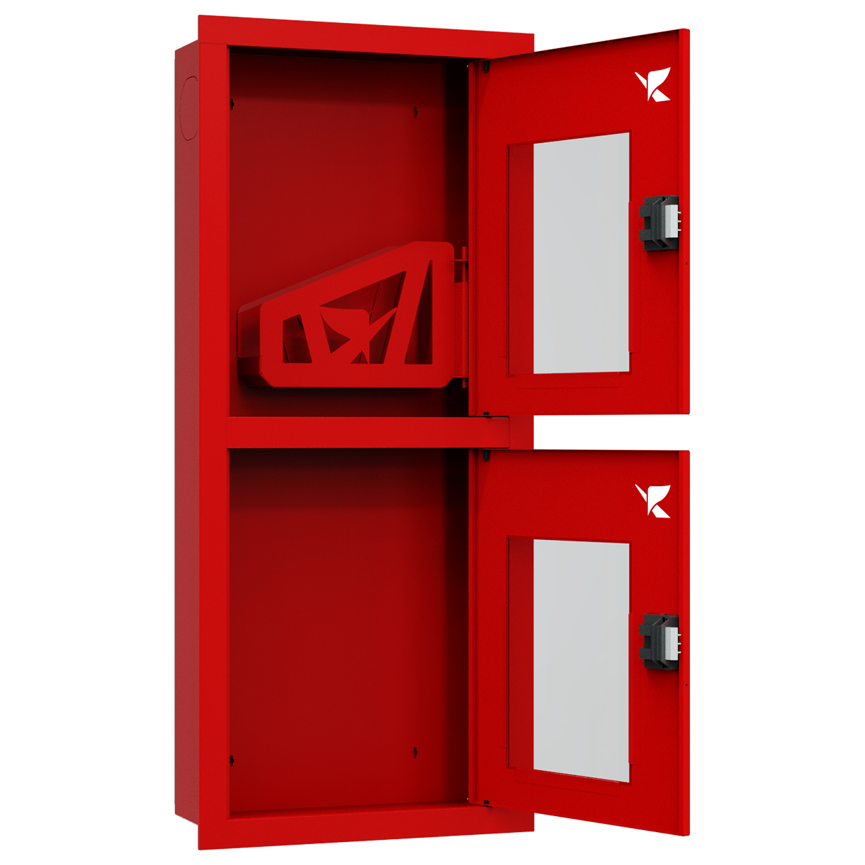 ШП-К-О-Пульс-320 ВОК ЕВРО правый шкаф пожарный с евроручкой (встроенный, открытый, красный)