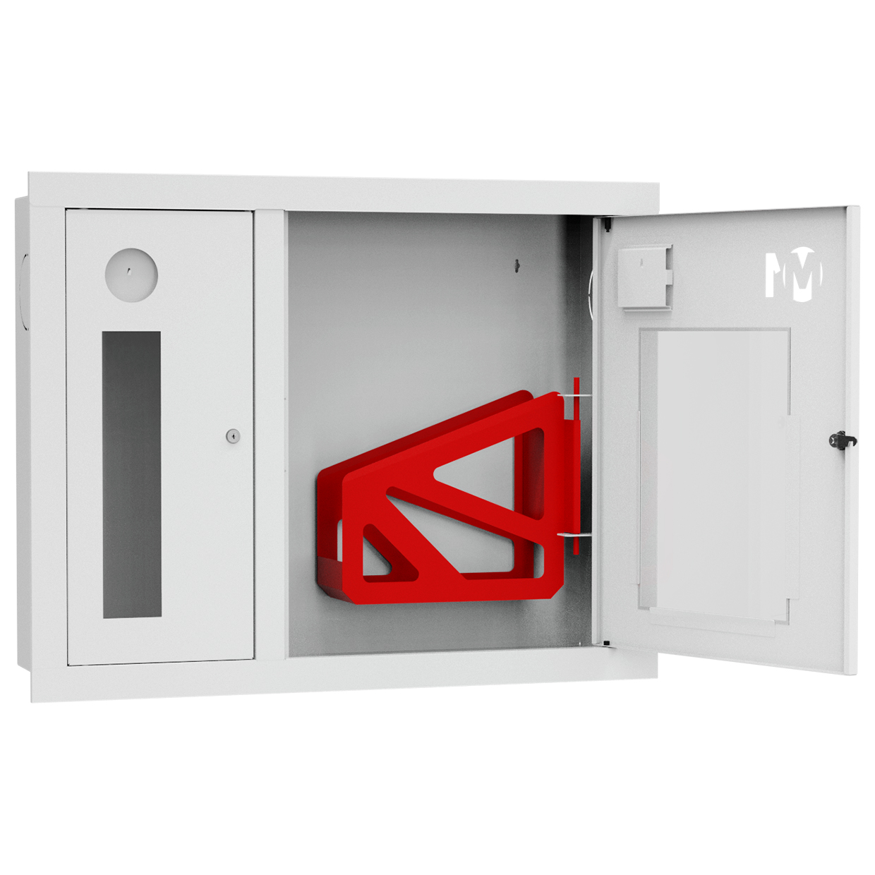 ШП-К-О-002 "Т" ВОБ М01 правый шкаф пожарный с почтовым замком (встроенный, открытый, белый)