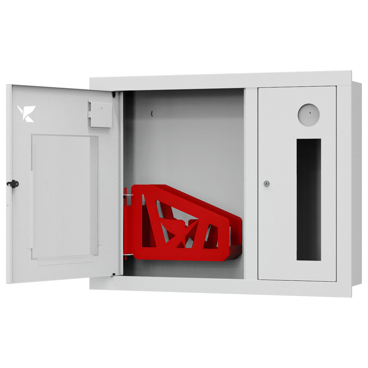 ШП-К-О-Пульс-315 ВОБ левый шкаф пожарный с почтовым замком (встроенный, открытый, белый)