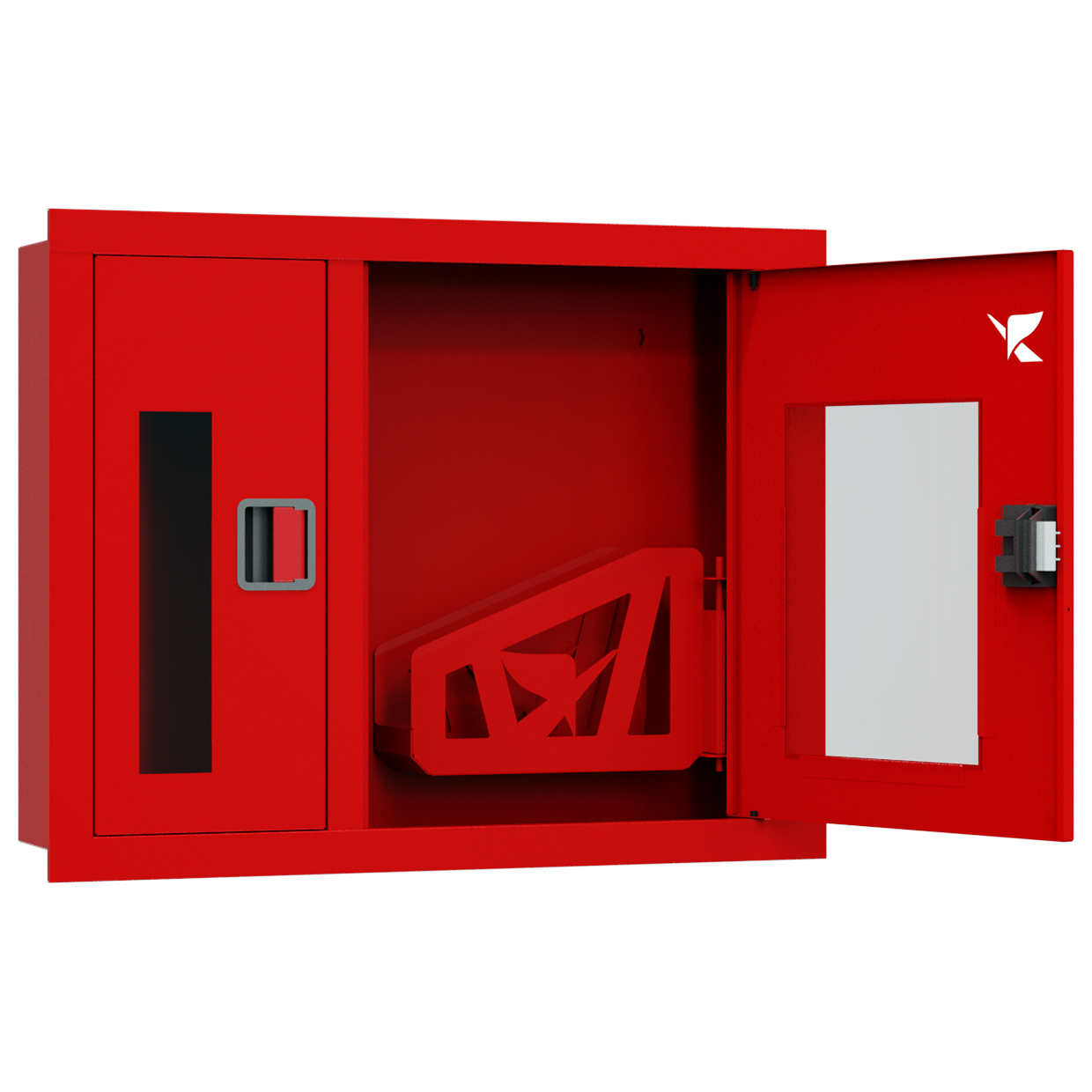 ШП-К-О-Пульс-315 ВОК ЕВРО правый шкаф пожарный с евроручкой (встроенный, открытый, красный)