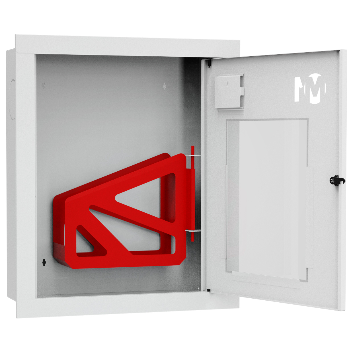 ШП-К-001 "Т" ВОБ М01 правый шкаф пожарный с почтовым замком (встроенный, открытый, белый)
