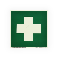 Знак EC01 Аптечка первой медицинской помощи на самоклеящейся фотолюминесцентной плёнке на пластиковой основе, 200х200 НПО ПУЛЬС