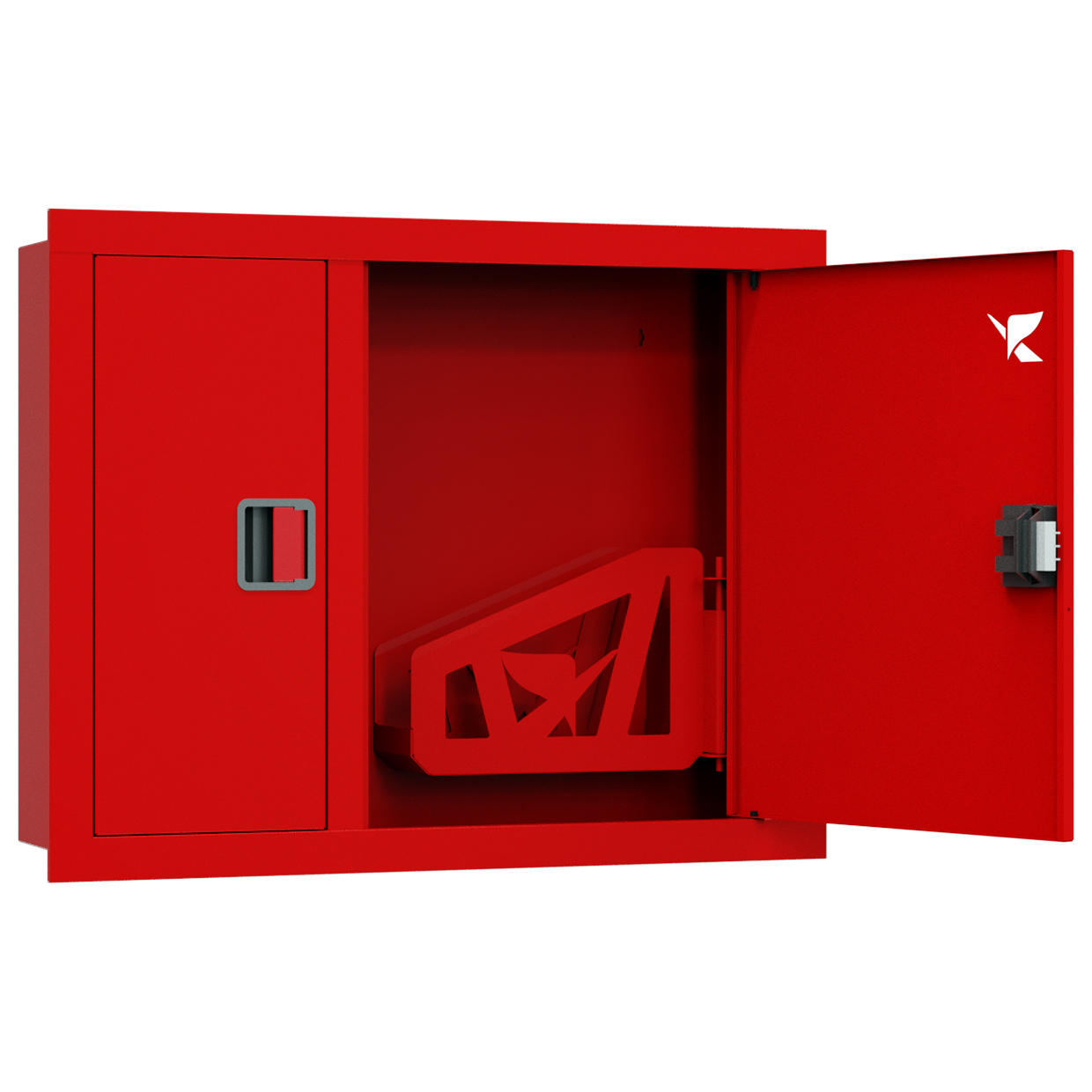 ШП-К-О-Пульс-315 ВЗК ЕВРО правый шкаф пожарный с евроручкой (встроенный, закрытый, красный)