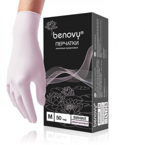 Перчатки виниловые Benovy (размер L) - 50 пар