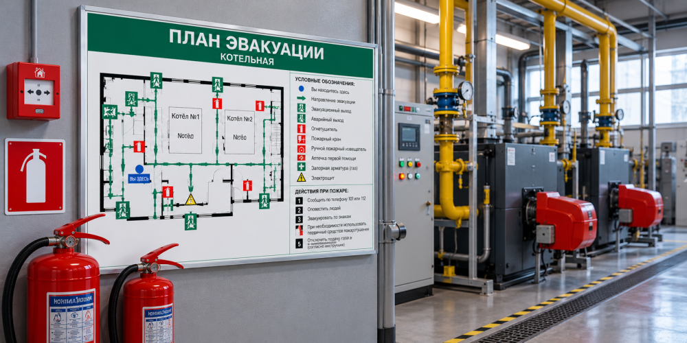 План эвакуации для котельной: как разработать и чем оснастить объект