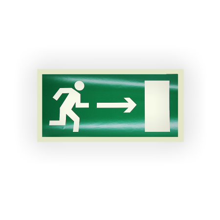 Знак E03 Направление к эвакуационному выходу направо на самоклеящейся фотолюминесцентной плёнке, 150х300 НПО ПУЛЬС