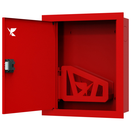 ШП-К-Пульс-310 ВЗК ЕВРО левый шкаф пожарный с евроручкой (встроенный, закрытый, красный)