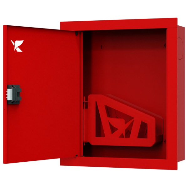 ШП-К-Пульс-310 ВЗК ЕВРО левый шкаф пожарный с евроручкой (встроенный, закрытый, красный)