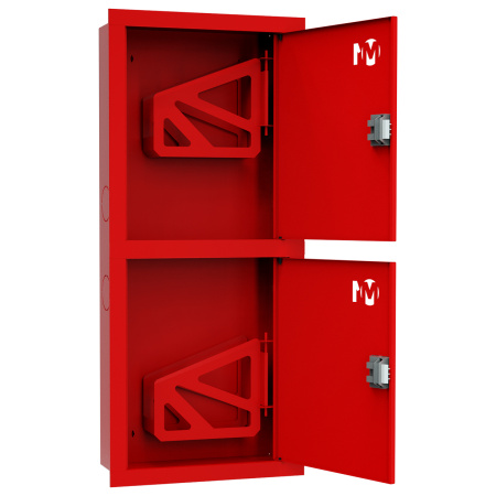 ШП-К-003-21 "Т" ВЗК М01 ЕВРО правый шкаф пожарный с евроручками (встроенный, закрытый, красный)