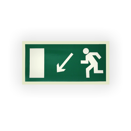 Знак E08 Направление к эвакуационному выходу налево вниз на самоклеящейся фотолюминесцентной плёнке на пластиковой основе, 150х300 НПО ПУЛЬС Знак E08 Направление к эвакуационному выходу налево вниз на самоклеящейся фотолюминесцентной плёнке на пластиковой основе, 150х300 НПО ПУЛЬС