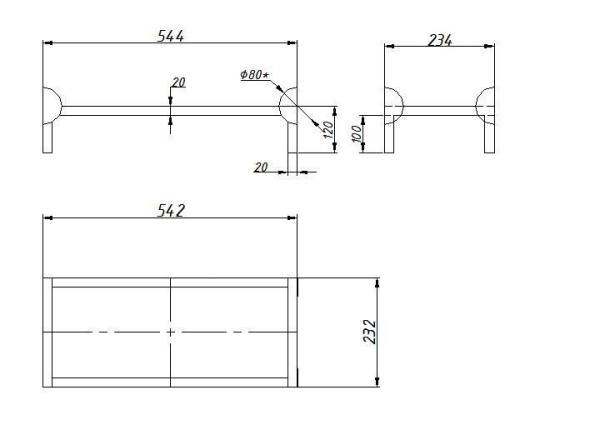 Подставка для пожарного шкафа ШПК 540х120х230 мм красная