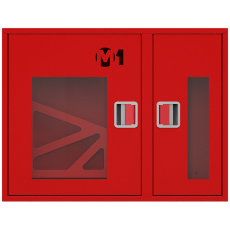 ШП-К-О-002 "Т" НОК М01 ЕВРО левый шкаф пожарный с евроручкой (навесной, открытый, красный)