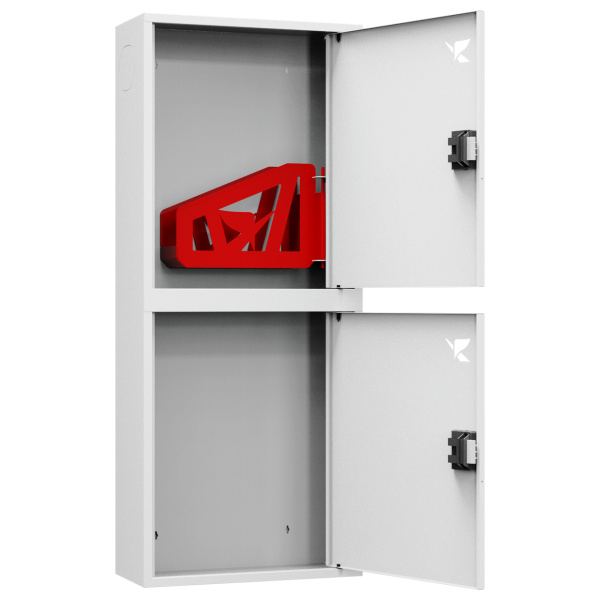 ШП-К-О-Пульс-320 НЗБ ЕВРО правый шкаф пожарный с евроручкой (навесной, закрытый, белый)