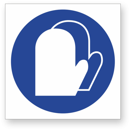 Знак M16 Работать в защитных рукавицах на самоклеящейся фотолюминесцентной плёнке, 200х200 НПО ПУЛЬС