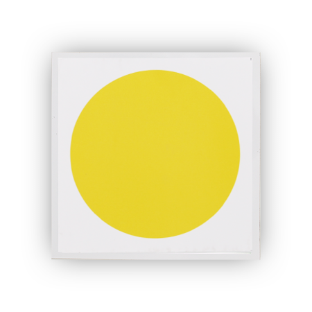 Знак Осторожно! (желтый круг) на самоклеящейся не светящейся плёнке, 150х150 НПО ПУЛЬС