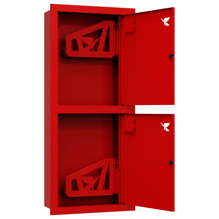 ШП-К-Пульс-320-21 ВЗК правый шкаф пожарный с почтовыми замками (встроенный, закрытый, красный)