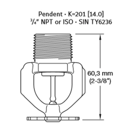 TYCO ESFR-17 (К=242) спринклер водяной специальный розеткой вниз (74 ⁰С)