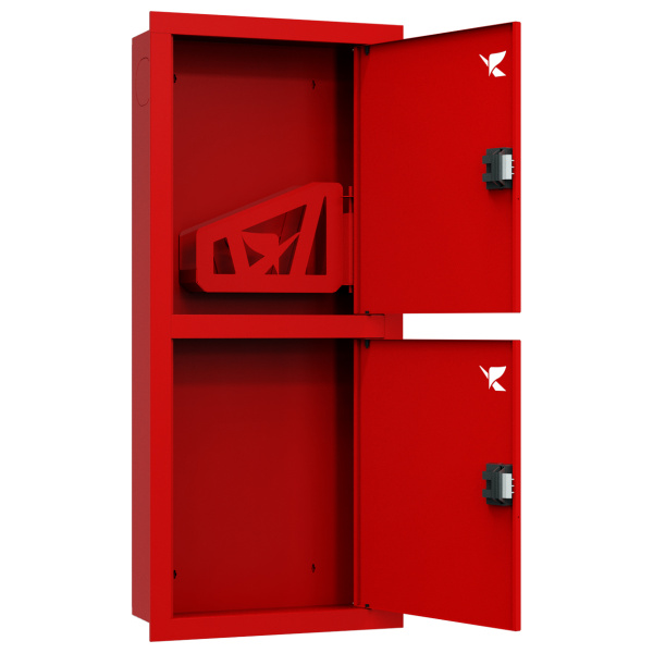 ШП-К-О-Пульс-320 ВЗК ЕВРО шкаф пожарный правый с евроручкой (встроенный, закрытый, красный)