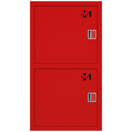 ШП-К-О-003-12 "Т" ВЗК М01 ЕВРО левый шкаф пожарный с евроручками (встроенный, закрытый, красный)