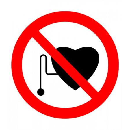 Знак P11 Запрещается работа (присутствие) людей со стимуляторами сердечной деятельности на самоклеящейся фотолюминесцентной плёнке на пластиковой основе, 200х200 НПО ПУЛЬС