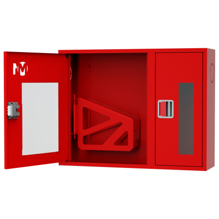ШП-К-О-002 "Т" НОК М01 ЕВРО левый шкаф пожарный с евроручкой (навесной, открытый, красный)