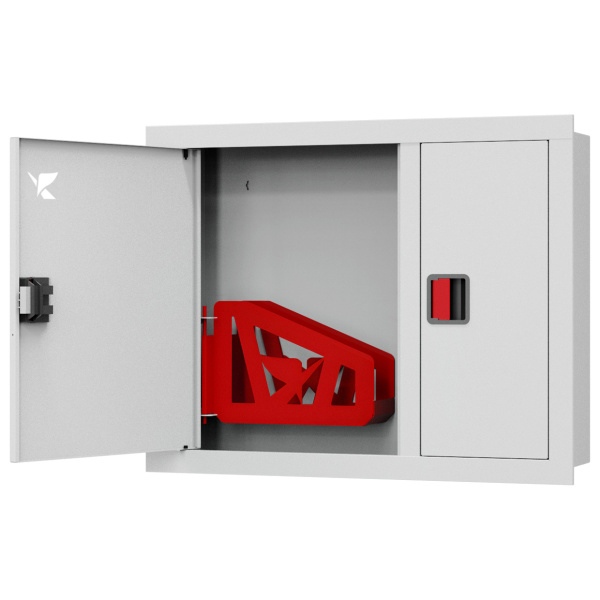 ШП-К-О-Пульс-315 ВЗБ ЕВРО левый шкаф пожарный с евроручкой (встроенный, закрытый, белый)