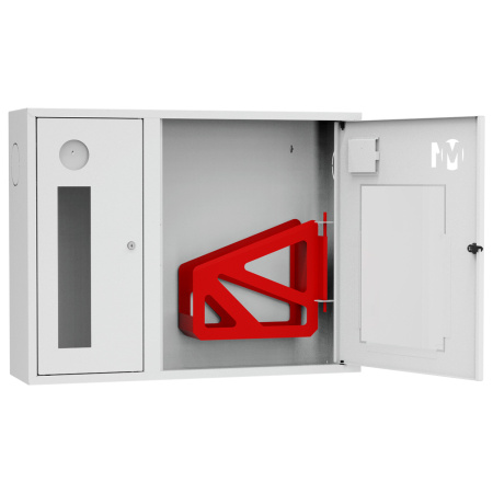 ШП-К-О-002 "Т" НОБ М01 правый шкаф пожарный с почтовым замком (навесной, открытый, белый)