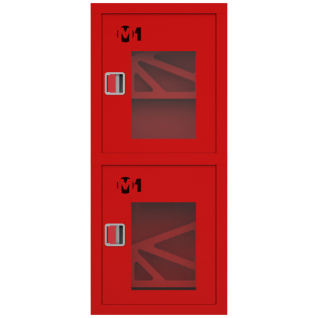 ШП-К-003-21 "Т" ВОК М01 ЕВРО правый шкаф пожарный с евроручками (встроенный, открытый, красный)