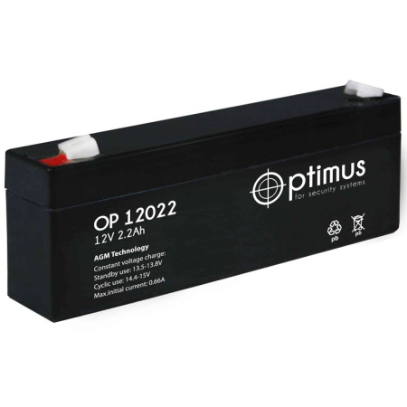 Optimus OP 12022 (12В 2,2Ач) 178х35х60 мм Аккумуляторная батарея