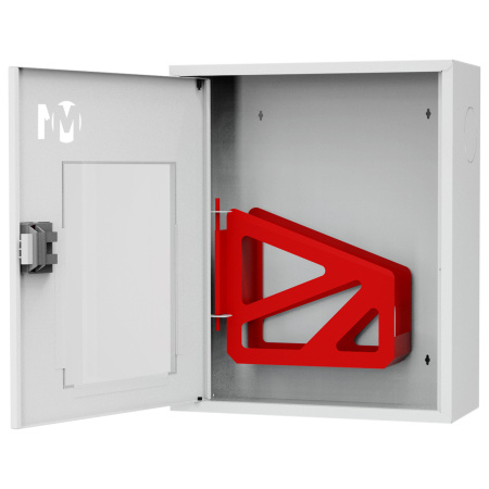 ШП-К-001 "Т" НОБ М01 ЕВРО левый шкаф пожарный с евроручкой (навесной, открытый, белый)