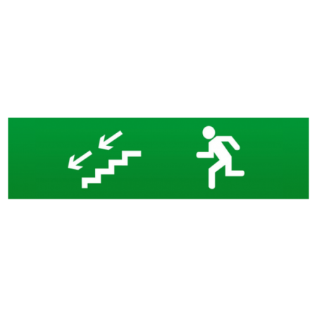 Сменное табло "Человек влево по лестнице вниз " зеленый фон для светильника ТОПАЗ