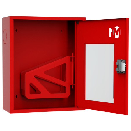 ШП-К-001 "Т" НОК М01 ЕВРО правый шкаф пожарный с евроручкой (навесной, открытый, красный)