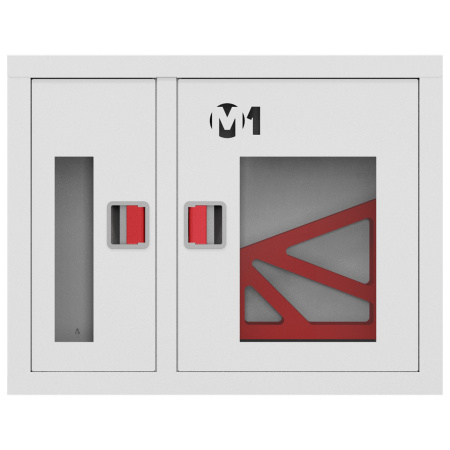 ШП-К-О-002 "Т" ВОБ М01 ЕВРО правый шкаф пожарный с евроручкой (встроенный, открытый, белый)