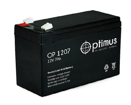 Optimus OP 1207 (12В 7Ач) 151х65х94 мм Аккумуляторная батарея Optimus OP 1207 (12В 7Ач) 151х65х94 мм Аккумуляторная батарея