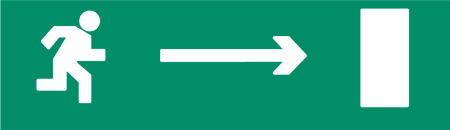 Сменное табло "Человек стрелка вправо в дверь" зеленый фон для светоуказателя ТОПАЗ
