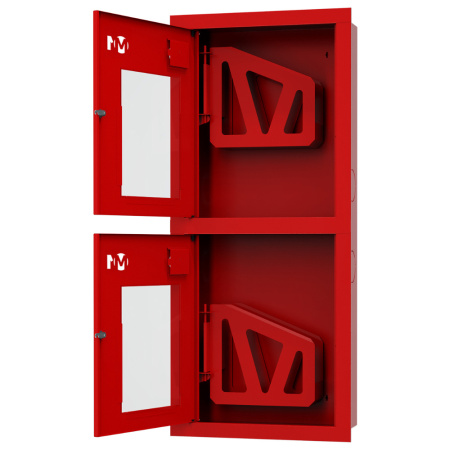 ШП-К-003-21 "Т" ВОК М01 левый шкаф пожарный с почтовыми замками (встроенный, открытый, красный)